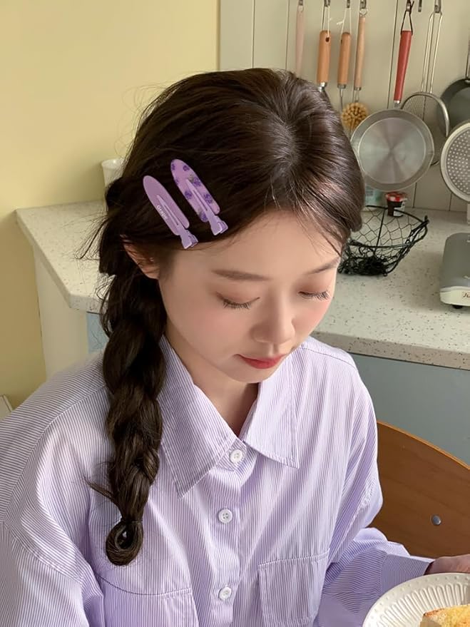 2 Pcs Cute fruit hair clip for Women Girls thick,thin hair.No Bend No Crease Hair Clips for styling sectioning hair barretters fine (grape purple)