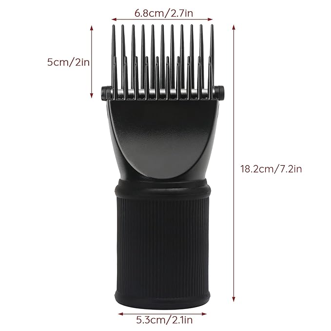 Segbeauty Blow Dryer Comb Attachment, Black Brush Attachments for Hair Dryer Concentrator Nozzle 1.69-1.76in and 2.12in, Pro Hairdressing Styling Salon Tool to Straighten Detangle Curly Natural Hair