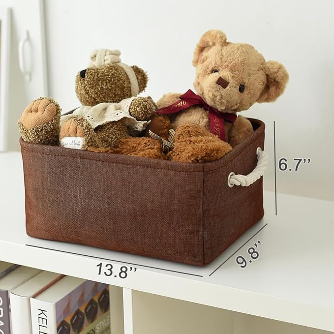 WarmHome Fabric Storage Bin Shelf Basket for Home, Closet(Brown-3 Pack, 13.8L9.8W6.7H)