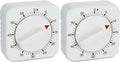 Square 60 Minute Mechanical Kitchen Timer, Easy to Use Visual Cooking Timer with Strong Magnet and Loud Alarm, Manual Countdown Timer for Classroom, Home, Study and Cooking (2 Pack)