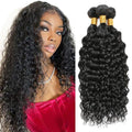 Bundles Human Hair Natural Black Water Wave Bundles 18 20 22 Inch Double Weft Color 1B Wet and Wavy Bundle Niegmeag Peruvian Virgin Soft and Silky Remy Hair Extensions