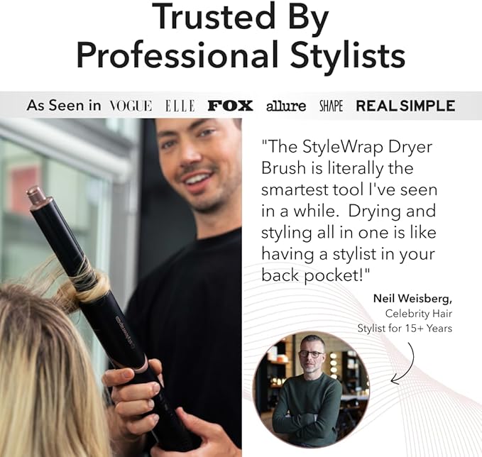 SRILabs StyleWrap Pro 7-in-1 Coanda Air Hair Multi Styler Dryer Brush with Negative Ions, Lighter and Foldable Design, Quiet Brushless Motor, Aviation-Grade Aluminum, Memory Function