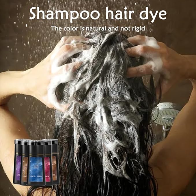 Hair Dye Shampoo, Natural Hair Color Shampoo for Gray and White Coverage, Suitable for Women & Men 200ml (Light Brown)
