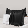 PROMEED Upgraded Grade 6A+ Black Silk Pillowcase with Zipper, 23 Momme Natural Mulberry Silk Pillow Cases for Hair and Skin - Easy Care with Free Laundry Bag (Queen 20"x30", Black)