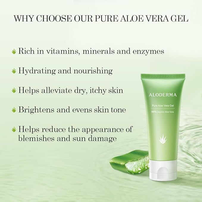 Aloderma 99% Organic Aloe Vera Gel for Face Made within 12 Hours of Harvest, Natural Hydrating Pure Aloe Vera Gel for Soothing Skincare, Moisturizing Aloe for Skin, Face, Sensitive Skin, 4oz - 6ct