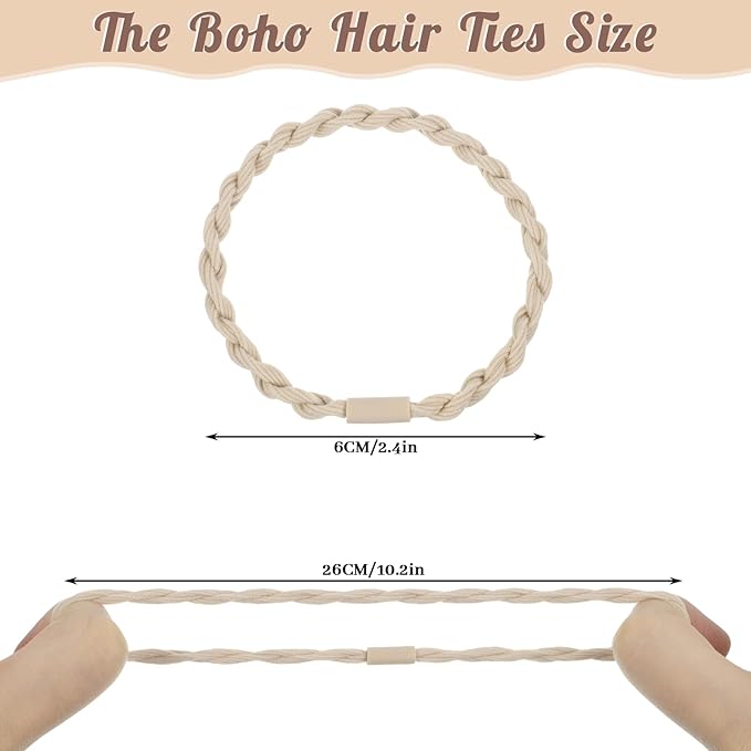 40 Pcs Boho Hair Ties, Hair Ties Bracelets for Women Boho Ponytail Holders Stocking Stuffers for Teen Girls