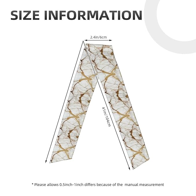 Men's Women Fashion Sports Sweatband Hand Decor for Running Fitness Spa, Long Multifunction Gold Marble Texture White Head Ribbon Headwear