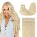 GOO GOO Clip in Hair Extensions Real Human Hair, Remy Human Hair Extensions Clip ins for Women, Natural Human Hair, 22inch 110g 7Pcs, 60A Platinum Blonde