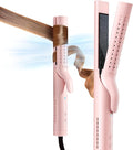 TYMO Airflow Curling Iron for Lasting Curls - Flat Iron Hair Straightener and Curler 2 in 1, Anti-Scald Ionic Curling Wand 1.25 Inch, 360° Cool Air, 5 Temps & Dual Voltage for Long Short Hair, Pink