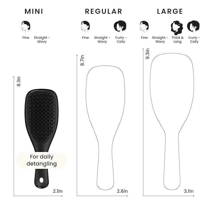 Tangle Teezer Ultimate Detangler Hairbrush, Eliminates Knots & Reduces Breakage, Mini Hair Brush for Travel, Small Hands & All Hair Types, Black