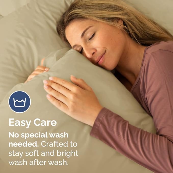 King Pillow Cases Set of 4 - Ultra Soft Hotel Quality Pillowcase Covers - Comfy, Cozy & Wrinkle Free - Shrinkage, Stain and Fade Resistant - Machine Washable Pillow Protectors - 4 Piece Set - Beige