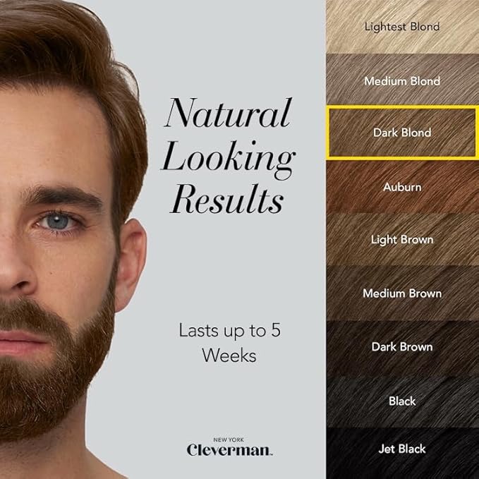 2X Pack Cleverman Hair & Beard Dye Kit for Men, All-in-One Reusable Mens Hair Color, Natural Gray Coverage, Ammonia-Free Beard Mustache Dye for Men (Dark Blond)