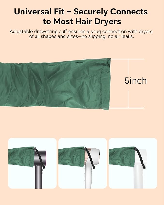 Hair Dryer Bonnet Attachment – 28.5" XL Hooded Dryer Cap for Faster Drying & Deep Conditioning, Extra-Large Space Fits Thick, Curly Hair & Styling Tools (Green, Extra Large)