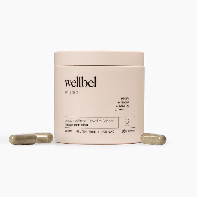 WELLBEL Women Clean Supplement for Hair, Skin, and Nails, Vegan, Gluten Free and Non GMO 90 Count