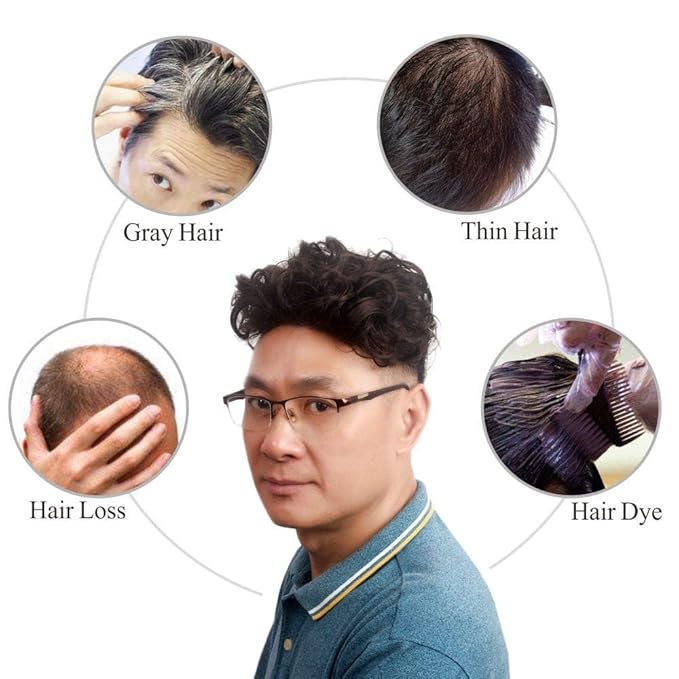 H&Bwig Men Short Toppers Hairpiece Brown with Clips in Hair Extensions for Covering White Loss Hair Toupee