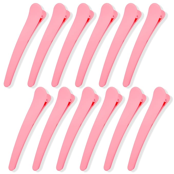12 Pcs Pink Hair Clips for Styling Sectioning, YISSION 4.7 Inch Large Alligator Hair Clips Hair Barrettes No Crease Duck Billed Hair Clip, Hair Styling Accessories for Women Girls