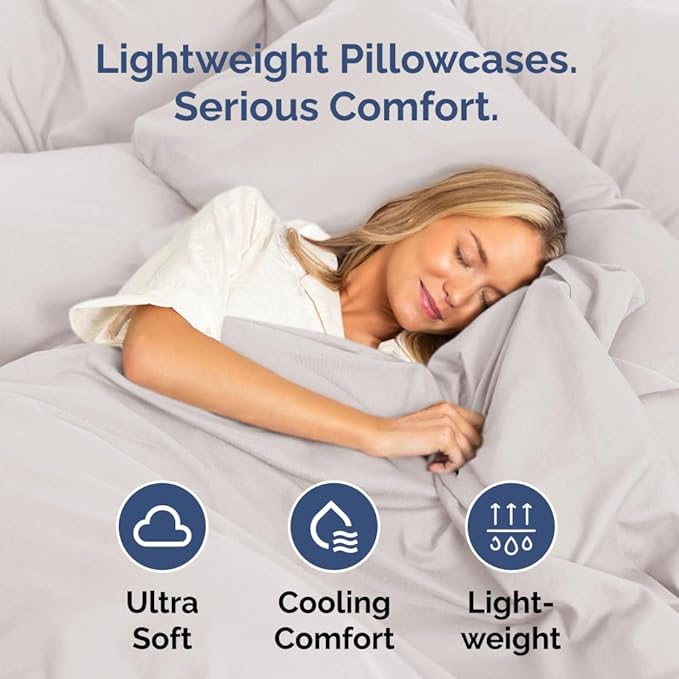 King Pillow Cases - 2 Pack - Super Soft Pillowcase Covers - Envelope Enclosure - Hotel Quality Pillow Protectors - Wrinkle Free, Shrink & Stain Resistant - Machine Washable - 20" x 40" (Light Grey)