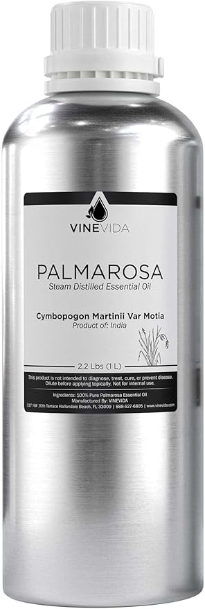 VINEVIDA Palmarosa Essential Oil - 32 oz - Undiluted - DIY Candle Scents - Bulk for Soap Making & Skin Care