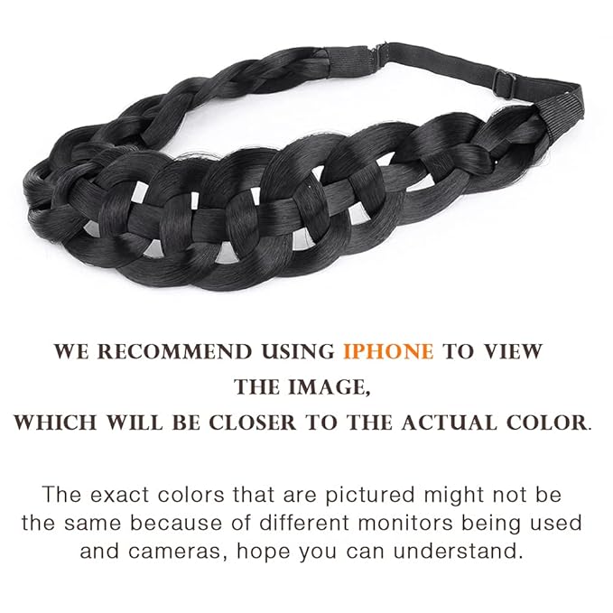 DIGUAN Hollow out Synthetic Hair Braided Headband Hairpiece Women Girl Beauty accessory for Women (Natural Black)