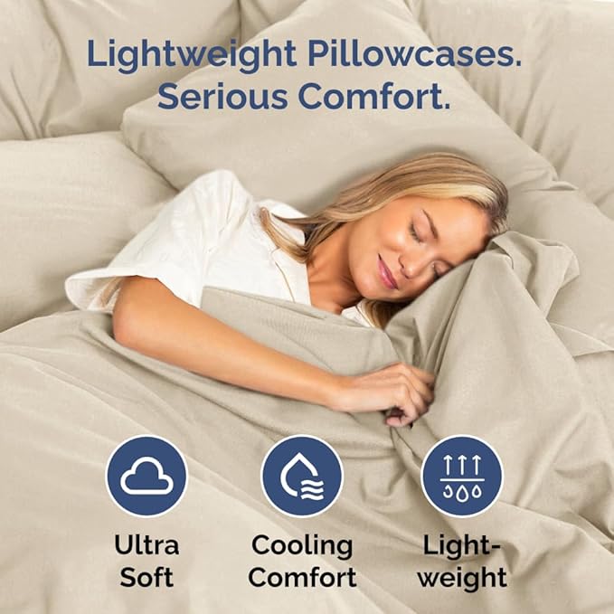 Standard Pillow Cases - 4 Pack - Super Soft Pillowcase Covers - Envelope Enclosure - Hotel Quality Pillow Protectors - Wrinkle Free, Shrink and Stain Resistant - Machine Washable - 20" x 26" (Wheat)