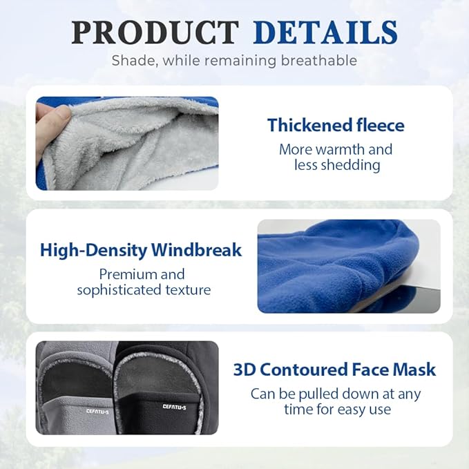 Unisex Windproof and Warm Balaclava, Winter Warm Neck Mask Ear Covering Balaclava Hat for Skiing,Motorcycle