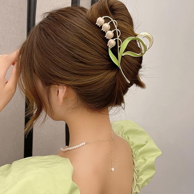 Large Multicolor Floral Metal Non-Slip Strong Hold Hair Jaw Clips and Butterfly Hair Accessories - Cute Headwear Gifts for Women (2Pcs)