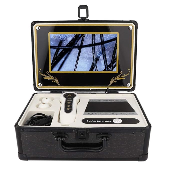 Hair Analyzer Machine, Hair Scalp Skin Oil and Analysis LCD Screen Hair Skin Analyzer Machine 50X 200X Skin Hair Scalp Detector Analyzer Microscope Skin Care Tool(US)