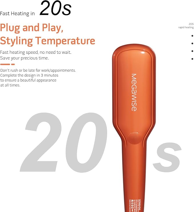 MEGAWISE Hair Straightener Brush Series (Vibrant Orange)