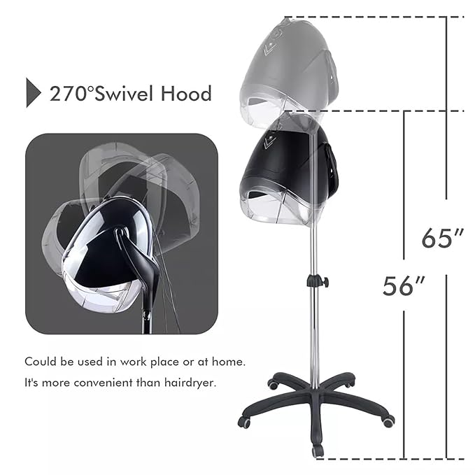 Red,A,Wall Mounted Hair Dryer,Fast Hair Drying Low Noise,Timer 0-60 Min,Steamer Hat Deep Conditioning Heat Steaming Salon Equipment Hooded Machine Used in Hair Processor