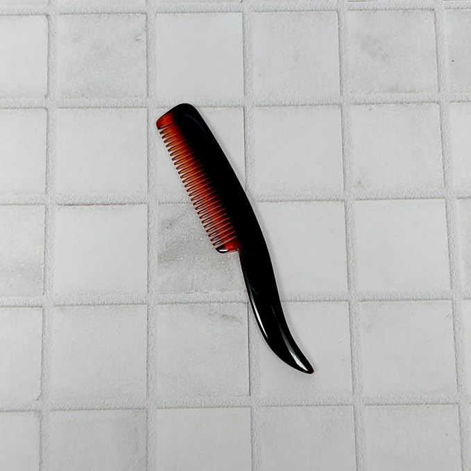 #88 Handmade Narrow Tooth Mustache Beard Comb Small Tortoise Havana Acetate Thick Coarse Fine Short Pocket Sized Facial Hair Grooming Tangle Free Beard Straightener Growth Care Styling Wet Comb