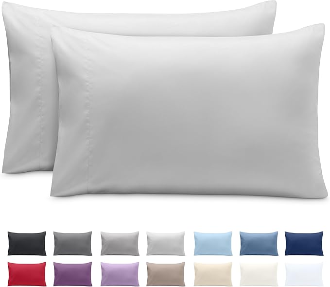 Bare Home Microfiber Pillow Cases - King 20x40 - Cooling Pillowcases - Double Brushed - Easy Care - Envelope Closure (King Pillowcase Set of 2, Cloud Grey)