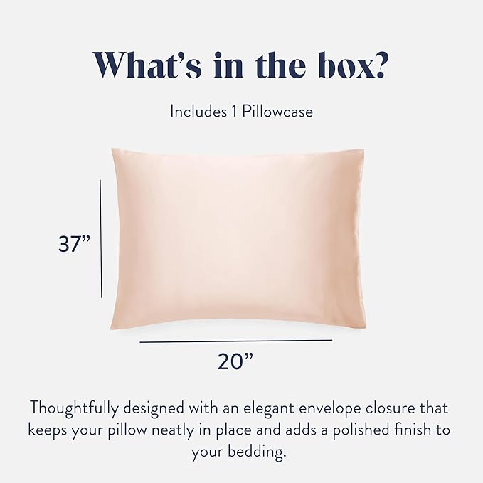 Brooklinen Mulberry Silk Pillowcase – 100% Pure Silk Pillow Case, Soft & Durable, Anti-Friction Comfort, Hight Quality Smooth Texture – Machine Washable & Breathable – King Size (Blush)
