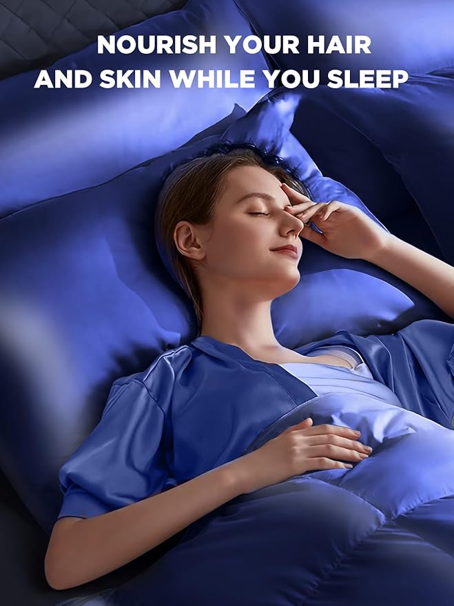 Mulberry Silk Pillowcase for Hair and Skin, SGMSILK 22 Momme Natural Silk Pillow Cases with Zipper, 6A Soft and Smooth Single Sided Pure Silk Pillow Cover (Royal Blue, Standard 20"x26")