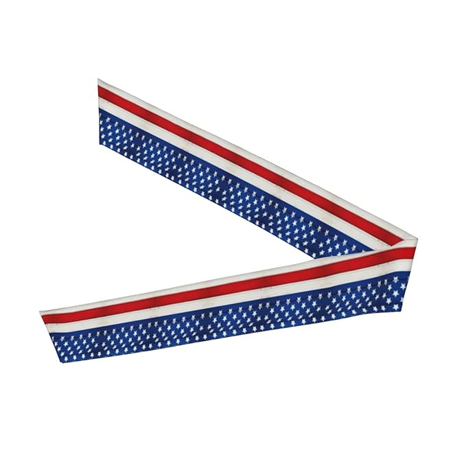 Men Women Sports Sweat Band, Multifunction Elastic Head Ribbon for Running Workout Shower, Novelty Wooden American Flag Headdress Hair Decor