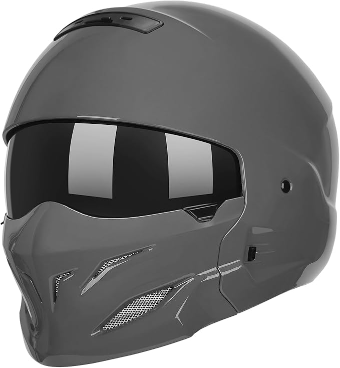 Full Face Motorcycle Helmet for Unisex-Adult Dirt Bike ATV Scooter Cruiser 3/4 Face Motocross Helmet Interchangeable Mouth Cover DOT Approved