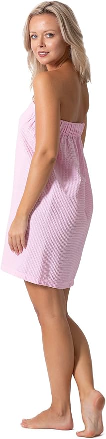 Turkish Linen Women’s Waffle Spa Body Wrap with Adjustable Closure