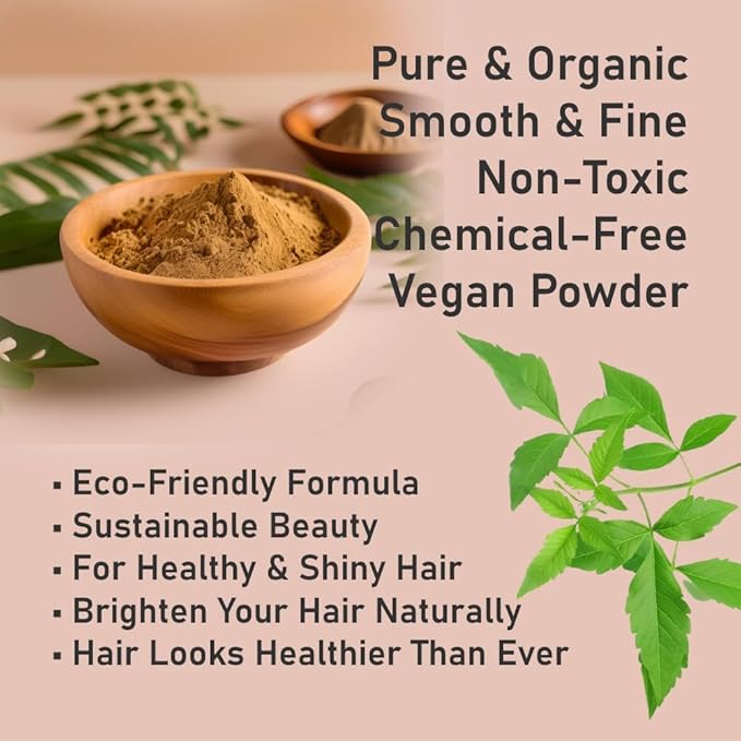 100% Organic Henna Hair Color – Natural, Chemical-Free Hair Dye for Rich, Vibrant Color & Gloss – Grey Coverage, Safe for All Hair Types, Vegan Non-Toxic, Herbal Hair Treatment (LIGHT BROWN)