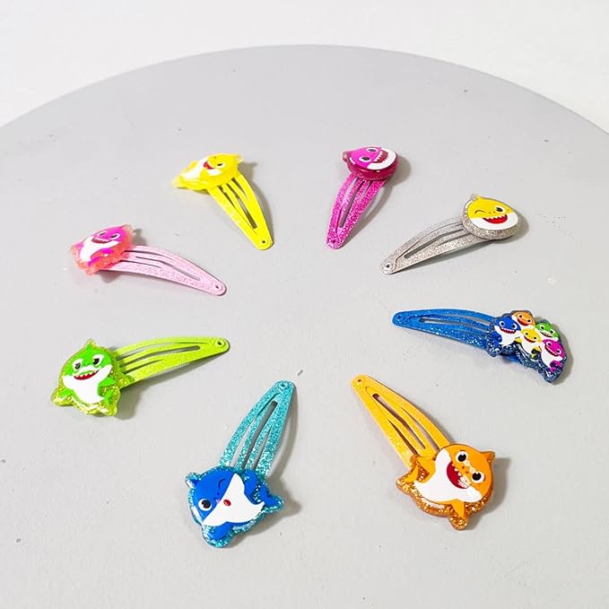 Baby Shark Kids Hair Clips for Girls Snap Clips 8 Pack Multi Color Ages 3+