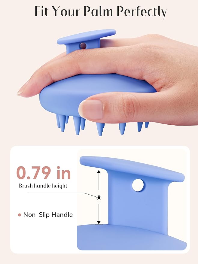 HEETA Scalp Massager Hair Growth, Scalp Scrubber with Soft Bristles, Integrated Silicone Design, Scalp Exfoliator for Dandruff Removal & Relax Scalp, Shampoo Brush Fit Wet Dry Hair Use, Blue