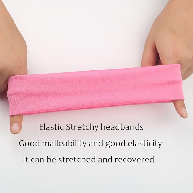 Yoga Sports Headbands,Pack of 24,Soft Elastic Stretchy Athletic Headband Workout Gym Sports Fitness Hair bands