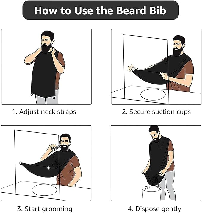 Beard Hair Catcher Bib, Waterproof Non-Stick Grooming Apron for Shaving Trimming, Perfect for Men Dad, Cute Hen Rooster Chicken Shave Bib