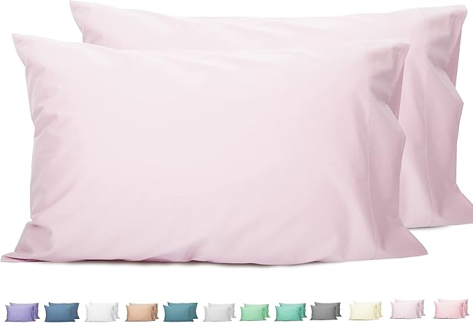 Sunflower Queen Pillowcases Set of 2, 100% Cotton Queen Pillow Cases 2, 20×30 inches Light Pink, Soft and Breathable