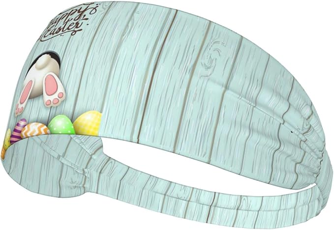 Easter Bunny & Eggs Style Sports Headband for Men Women Moisture Wicking Sweatband for Basketball, Running, Gym