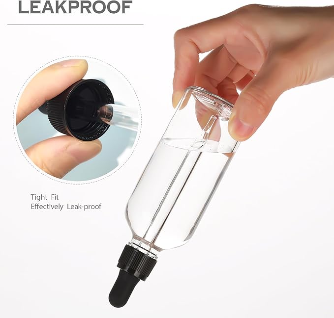 3.4 oz Glass Dropper Bottles,4 Pack 100ml Empty Reusable Leak Proof Thick Tincture Bottles for Essential Oils,Hair Oil,Liquids,Laboratory,Pharmacist Bottle,Massage,Perfumery Aromatherapy