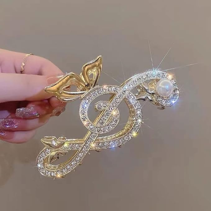 Gold Music Note Hair Clip, Metal Claw Clips for Women Girls Musical Score Hair Design Hair Accessories Strong Hold Jaw Clips for Thick Hair