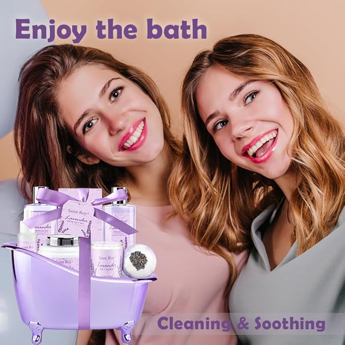 Lavender scented gifts for mom Spa Gift Baskets for Woman - spa baskets for women gift Lavender Gifts for Women, Bath Set, Christmas Gifts for Ladies, Home Spa Kit Gifts for Her, Mothers Day