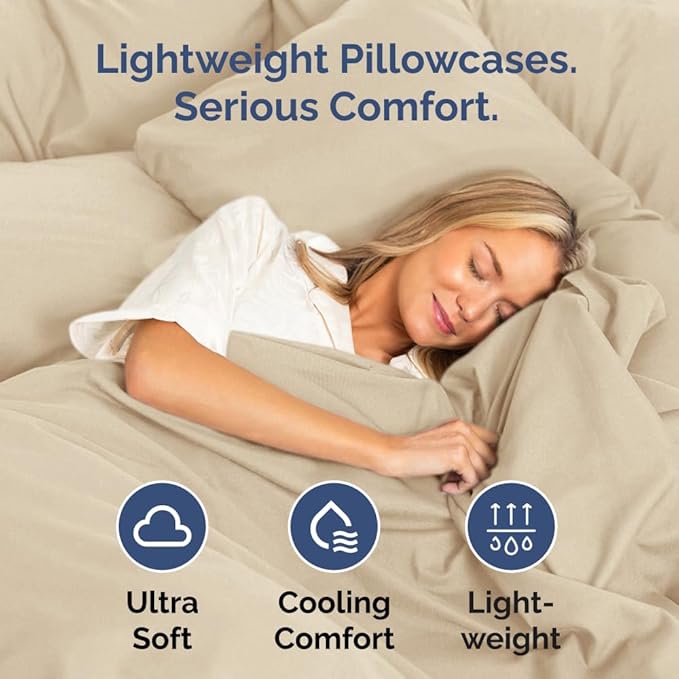 King Pillow Cases - 2 Pack - Super Soft Pillowcase Covers - Envelope Enclosure - Hotel Quality Pillow Protectors - Wrinkle Free, Fade, Shrink & Stain Resistant - Machine Washable - 20" x 40" (Cream)