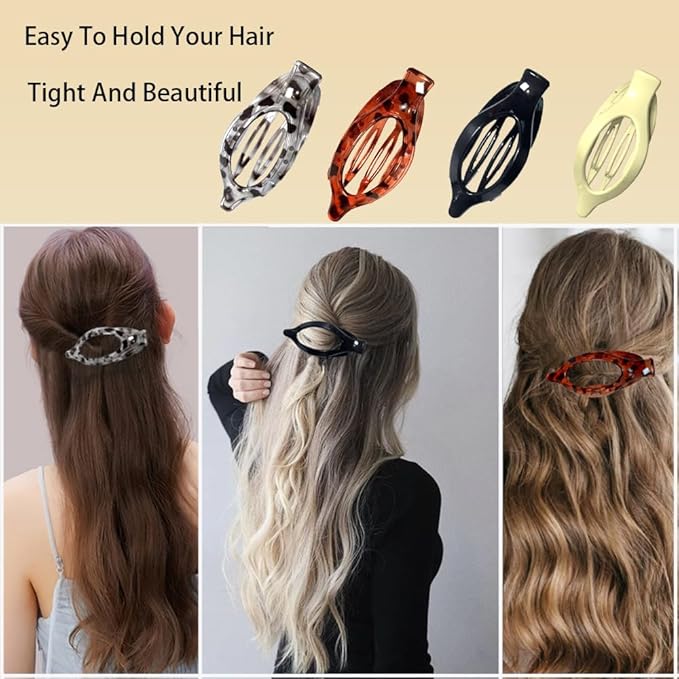 4Pcs Hair Clips,Flat Hair Clips for Women,Duckbill Hair Clip,Large Glossy No-Slip Claw Barrettes,Flat Claw Clips for Women for Thick Hair and Thin Hair