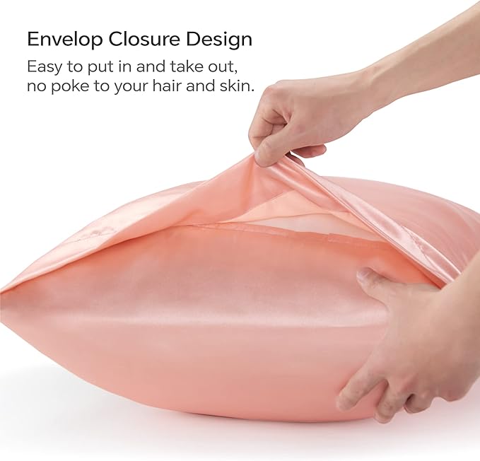 BEDELITE Satin Body Pillow Cover 2 Pack, Super Soft and Cooling Body Pillow Pillowcase for Hair and Skin, Breathable Silky Full Long Pillowcase Cover(20"x54", Coral)