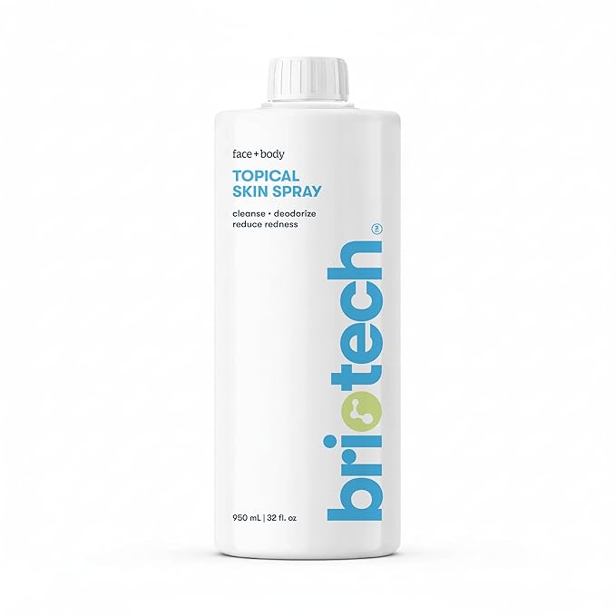 BRIOTECH Topical Skin Spray, Hypochlorous Acid for Sensitive Skin, HOCl Facial Mist, Full Body Support Against Irritation, Calm Redness, Soothe Foot & Scalp, 32 fl oz Refill (1 Pack)